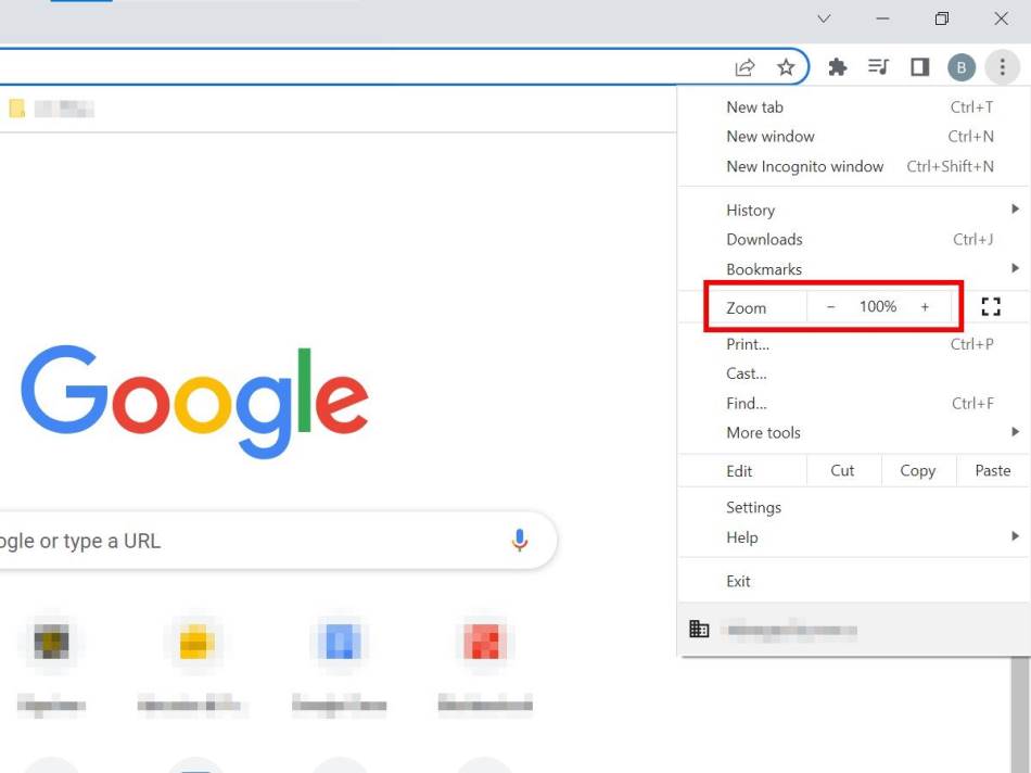 Google Chrome Zoom