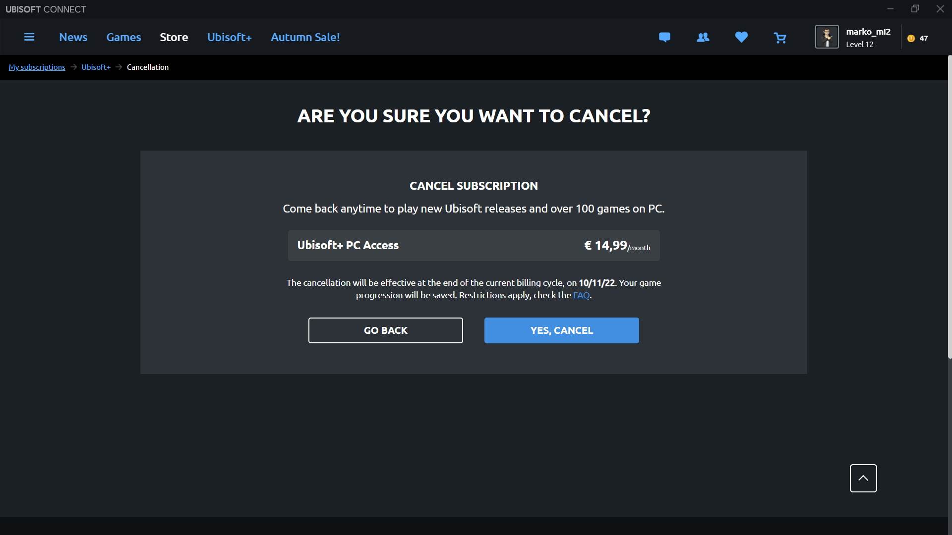 Kako otkazati Ubisoft+ pretplatu